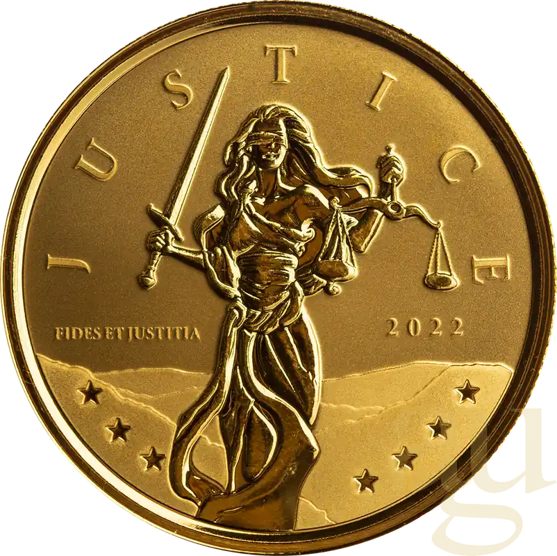 1 Unze Goldmünze Gibraltar Lady Justice 2022 Meistverkauft