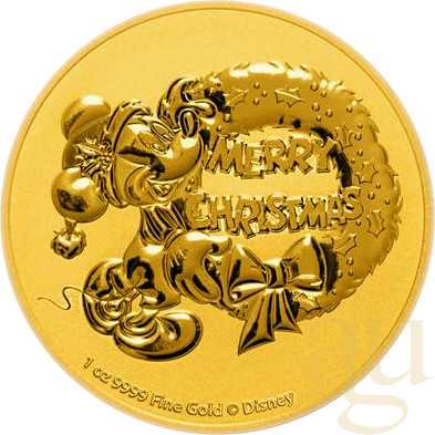 Preis Gesenkt 1 Unze Goldmünze Niue Mickey Mouse - Merry Christmas 2021