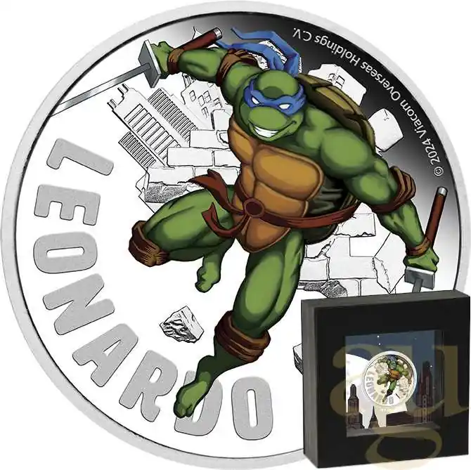Gleich Bestellen 1 Unze Silbermünze Tuvalu Teenage Mutant Ninja Turtles Leonardo coloriert - polierte Platte