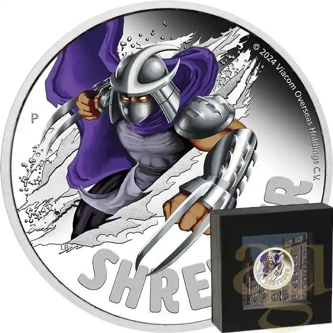 Online Kaufen 1 Unze Silbermünze Tuvalu Teenage Mutant Ninja Turtles Shredder coloriert - polierte Platte
