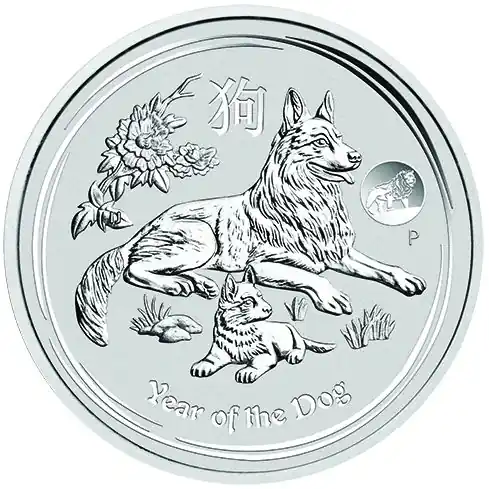 Schnäppchen 1 Unze Silbermünze Australien Lunar II Hund 2018 - Privy Mark Löwe