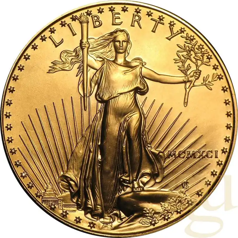 1 Unze Goldmünze American Eagle 1991 Zertifiziert
