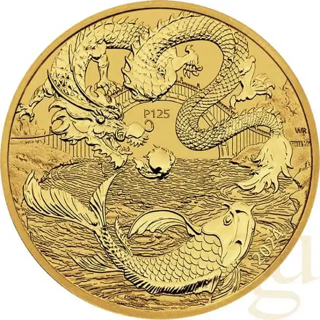 Premium 1 Unze Goldmünze Australien Drache & Koi 2024