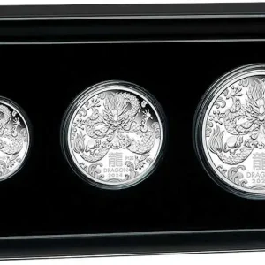 Silbermünze Australien Lunar III Drache 2024 - polierte Platte - Three Coin Set Top-Seller