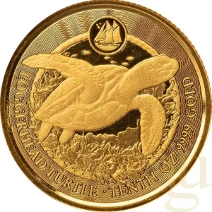 Top-Qualität 1/10 Unze Goldmünze Cayman Islands Schildkröte 2023