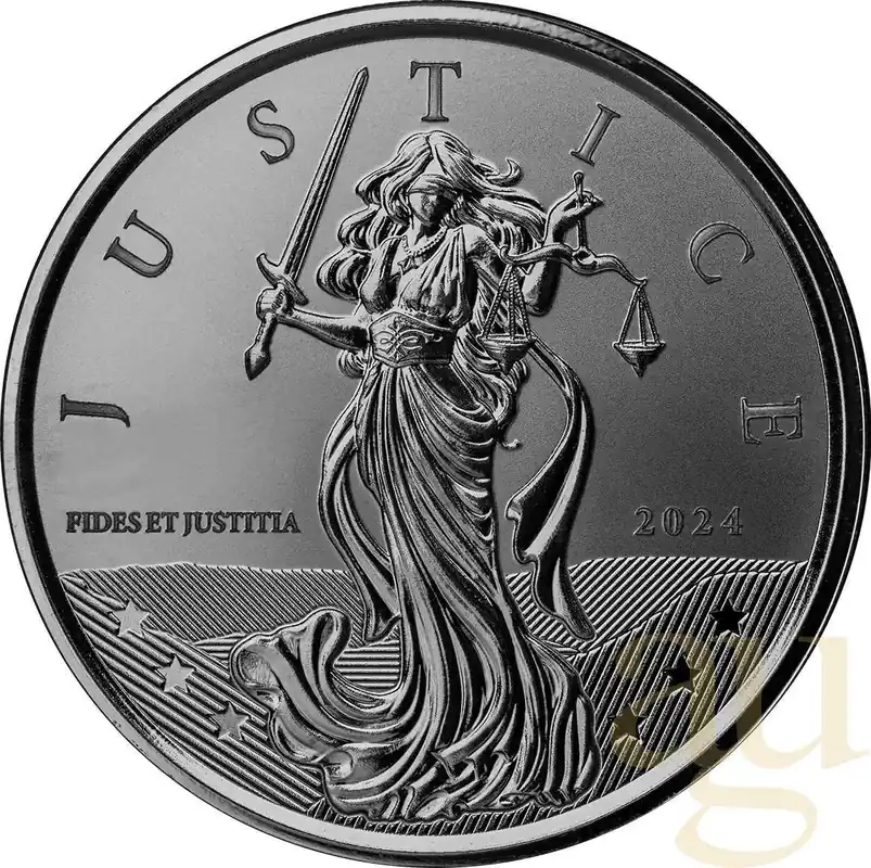 Handgefertigt 1 Unze Silbermünze Gibraltar Lady Justice 2024