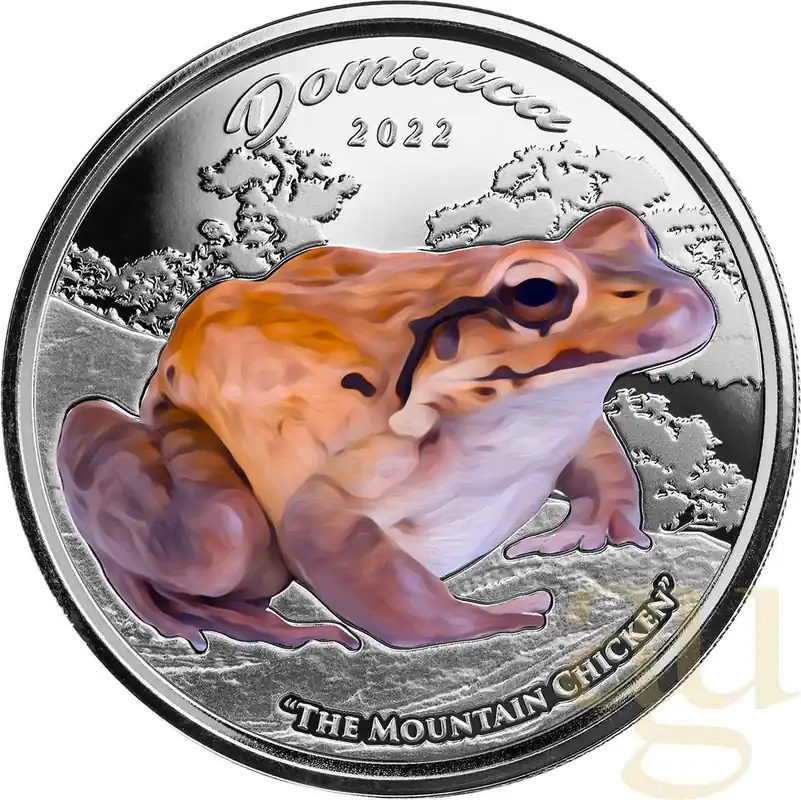 1 Unze Silbermünze EC8 Dominica - Mountain Chicken 2022 - coloriert Neue Kollektion