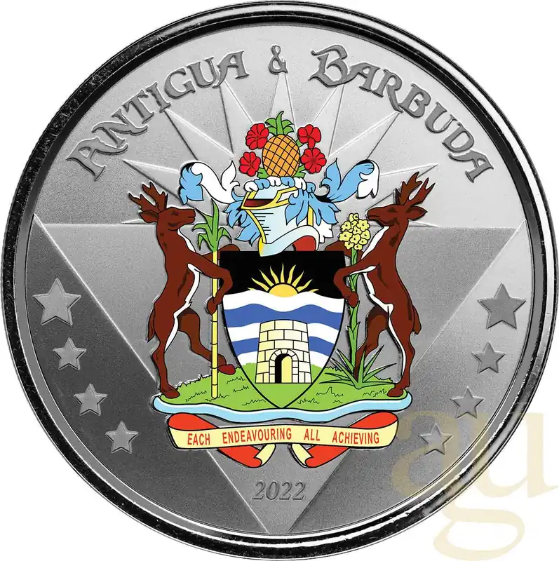 1 Unze Silbermünze EC8 Antigua & Barbuda - Coat of Arms 2022 - coloriert Neue Kollektion