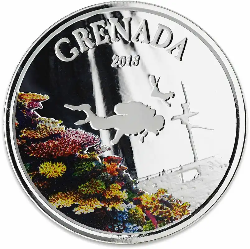 1 Unze Silbermünze EC8 Grenada - Diving Paradise 2018 - coloriert Kracherpreis