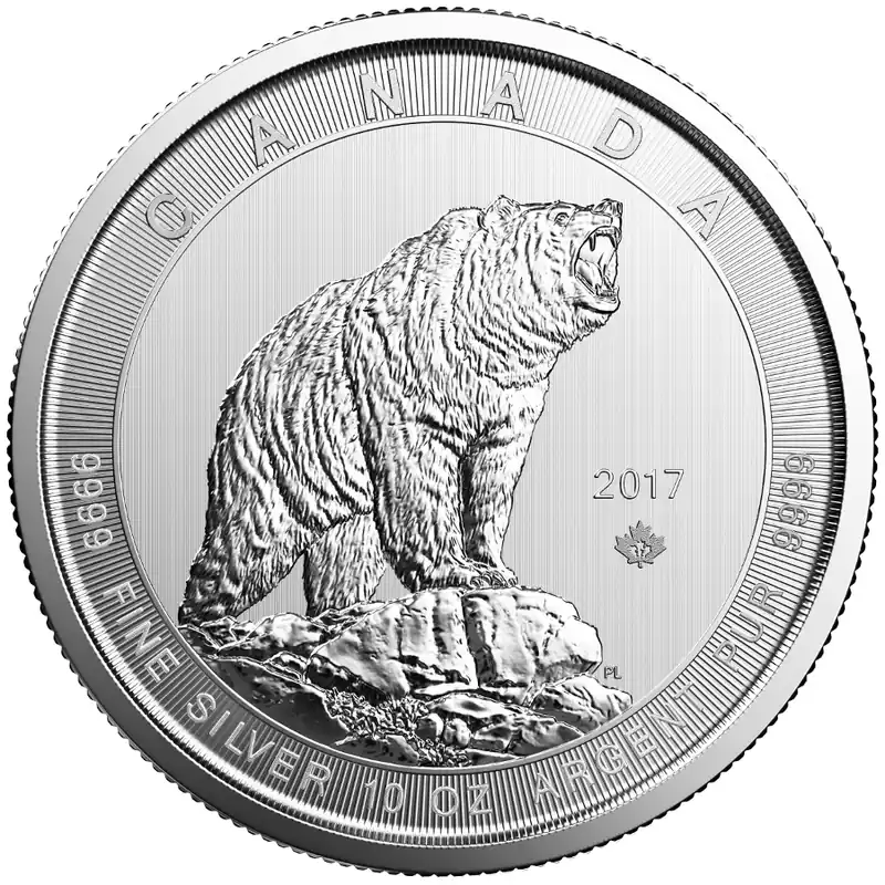 10 Unzen Silbermünze Kanada Grizzly 2017 Schnäppchen