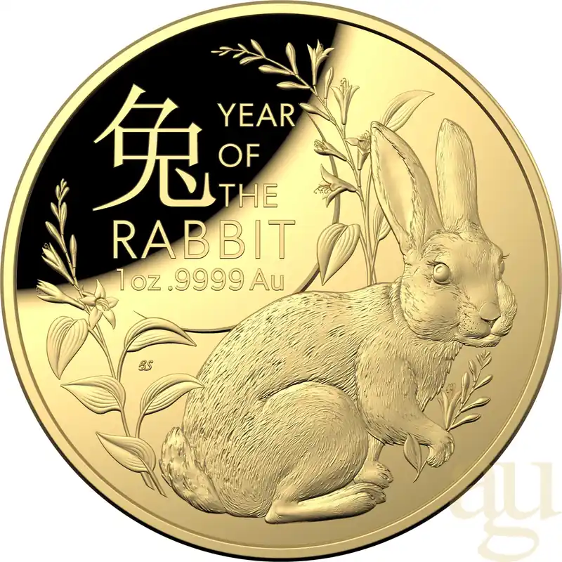 Highlight 1 Unze Goldmünze Australien RAM Lunar Hase 2023 Domed - Proof
