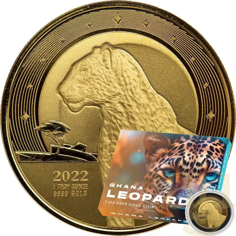 1 Unze Goldmünze Afrika Ghana Leopard 2022 - polierte Platte Jetzt Zugreifen