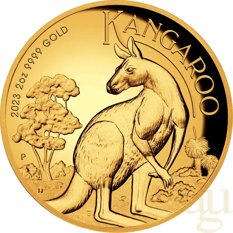 2 Unzen Goldmünze Australien Känguru 2023 - High Relief - polierte Platte Limited Edition
