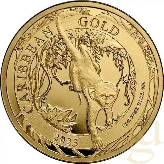 1 Unze Goldmünze Barbados Green Monkey 2023 Preisreduziert