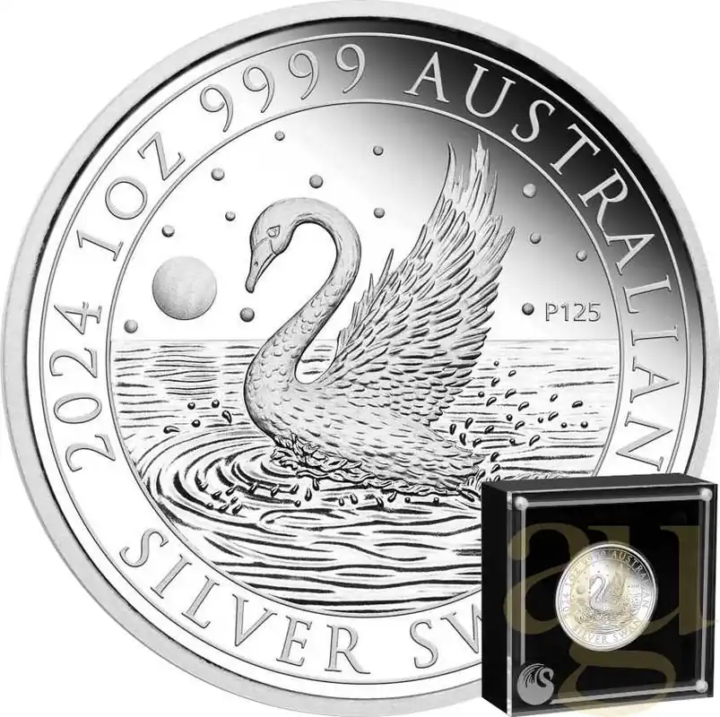 Rabatt 1 Unze Silbermünze Australien Schwan 2024 - polierte Platte