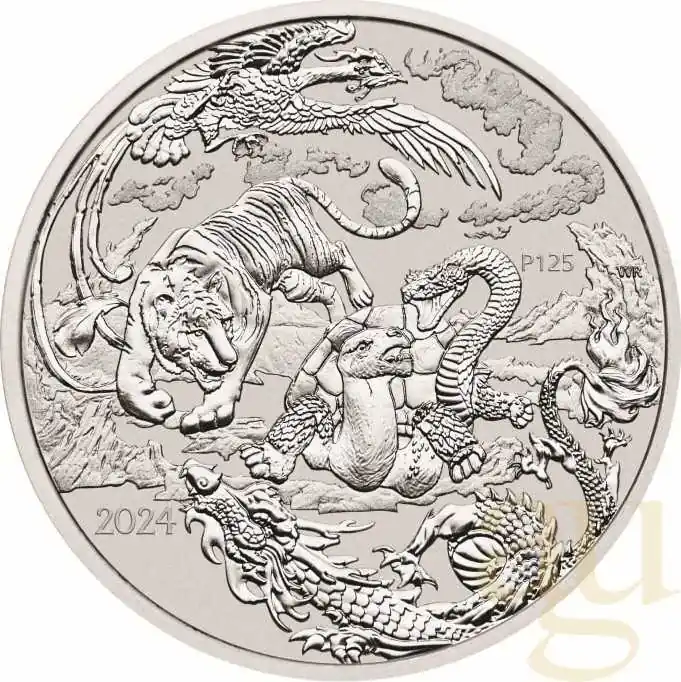 Meistverkauft 1 Unze Silbermünze Australien Chinese Myths and Legends Four Guardians 2024