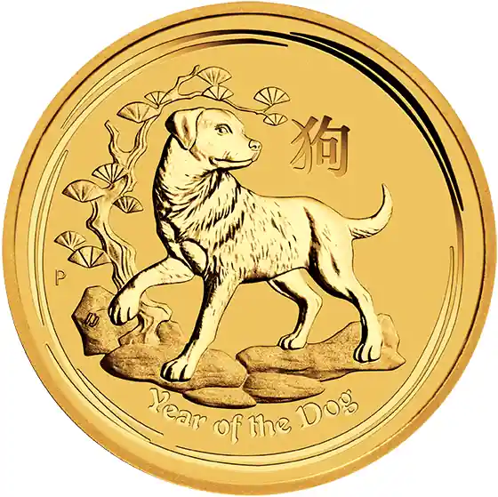 Kostenloser Rückversand 1/4 Unze Goldmünze Australien Lunar II Hund 2018