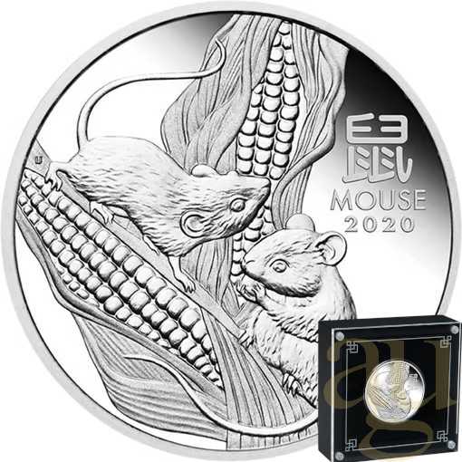 Sichere Zahlung 1 Unze Silbermünze Australien Lunar III Maus 2020 - polierte Platte - High Relief