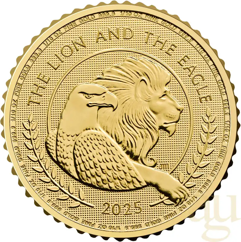 Kostenfreie Lieferung 1/10 Unze Goldmünze British Lion and American Eagle 2025