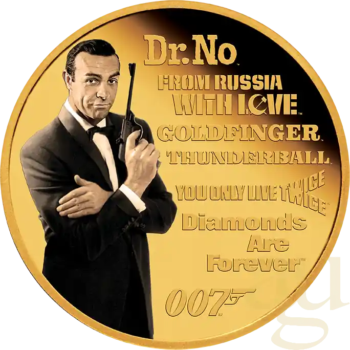 1/4 Unze Goldmünze Tuvalu James Bond 007 - Sean Connery 2022 - proof coloriert Großhandel