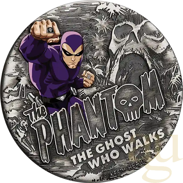 Günstig 2 Unzen Silbermünze Tuvalu - The Phantom 2023 Antik Finish coloriert