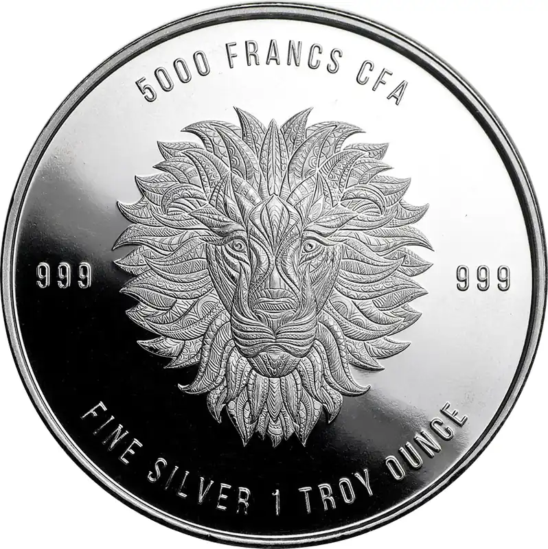 1 Unze Silbermünze Republic of Tschad Mandala Löwe 2018 Schnäppchen
