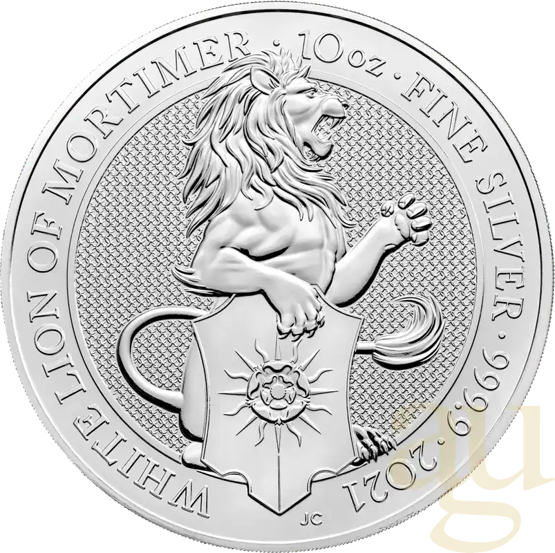 Bestpreis 10 Unzen Silbermünze Queens Beasts White Lion 2021