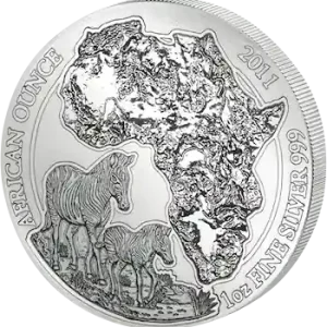 Finale Aktion 1 Unze Silbermünze Ruanda Zebra 2011