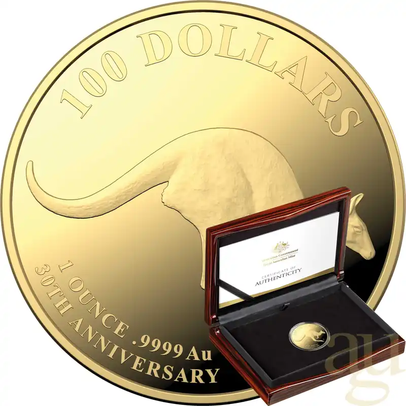 1 Unze Goldmünze Australien Känguru 2023 (RAM) - 30 Jahre Jubiläum - polierte Platte Ab Werk