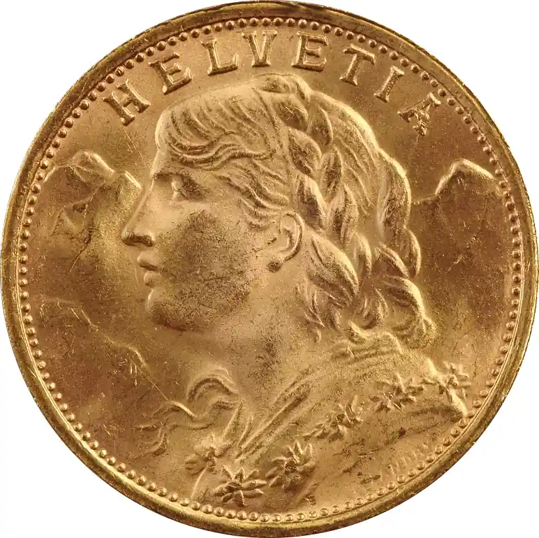 Aktuell 20 schweizer Franken Goldmünze Vreneli 1925
