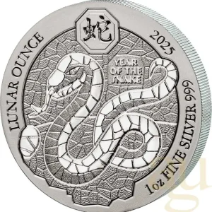 Expressversand 1 Unze Silbermünze Ruanda Lunar Schlange 2025