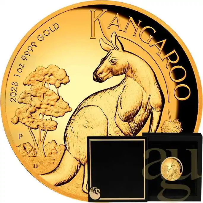 Limited Edition 1 Unze Goldmünze Australien Känguru 2023 - High Relief - polierte Platte