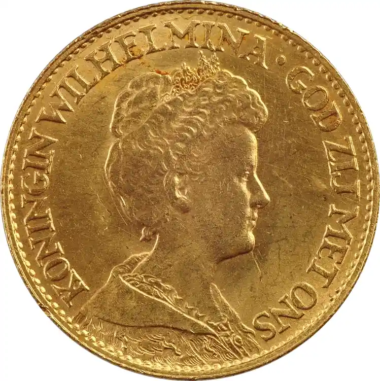 Schneller Versand 10 Gulden Goldmünze Wilhelmina