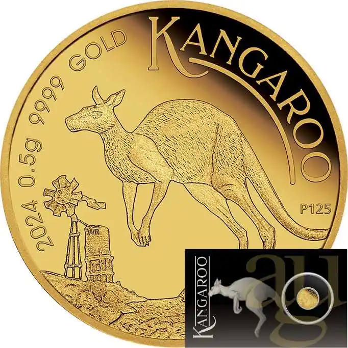 Geprüft 0,5 Gramm Goldmünze Australien Mini Känguru 2024