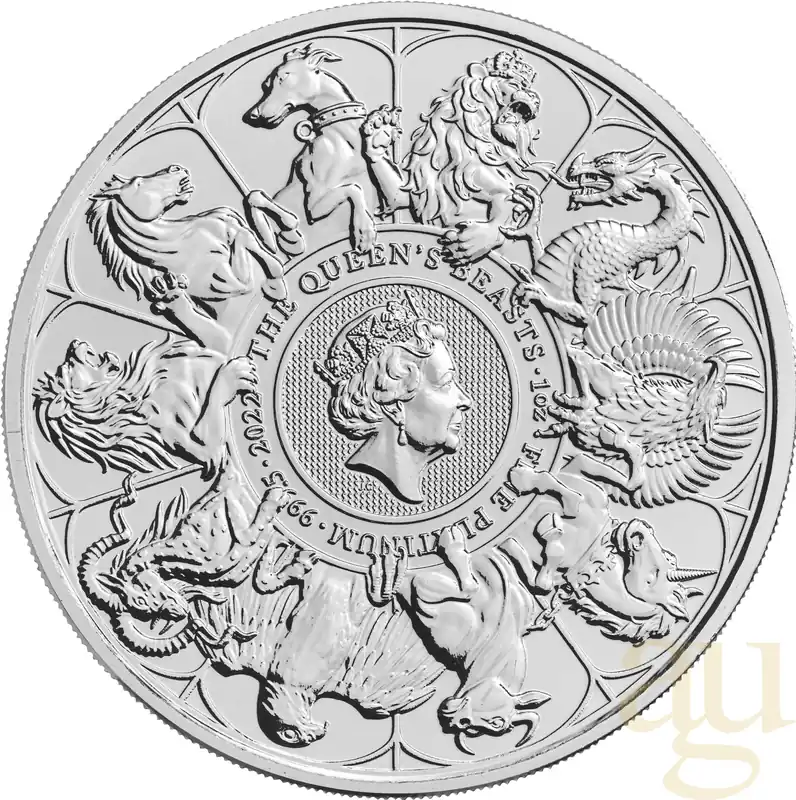 Original 1 Unze Platinmünze Queens Beasts Completer Coin 2022