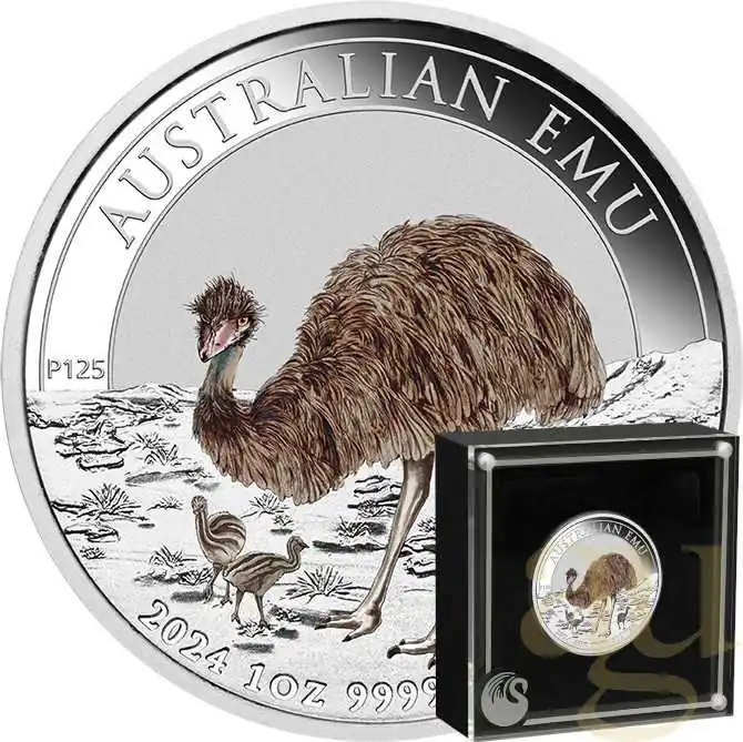 1 Unze Silbermünze Australien Emu 2024 - coloriert Super-Preis