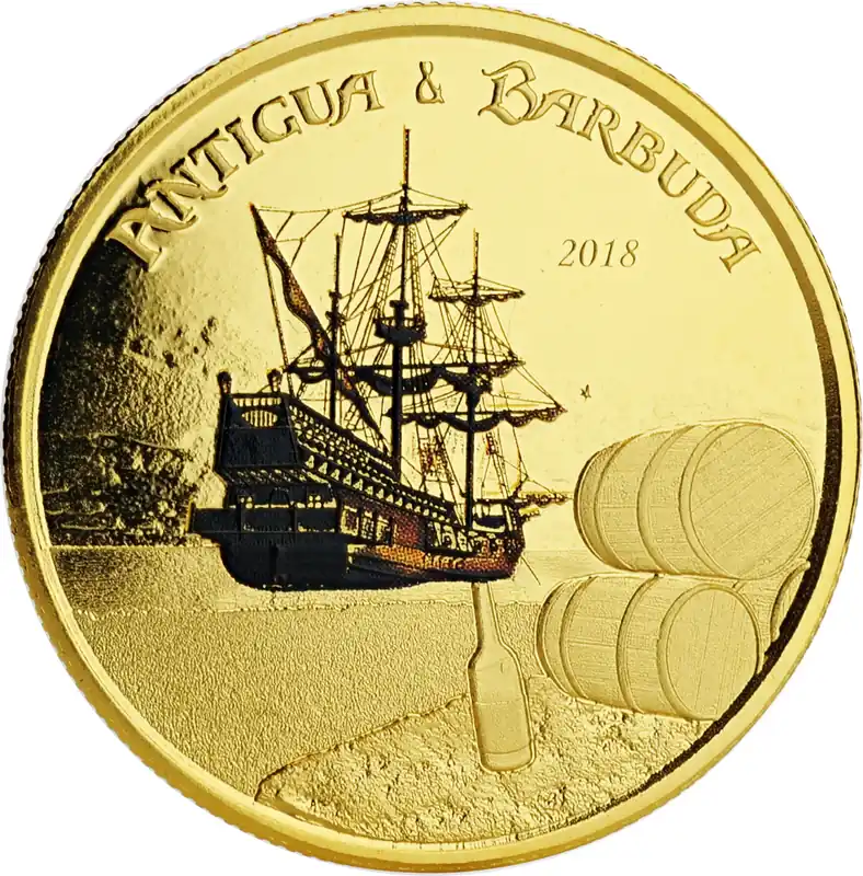 1 Unze Goldmünze EC8 Antigua & Barbuda - Rum Runner 2018 - coloriert Mega-Angebot