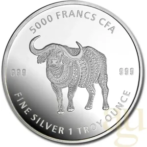 1 Unze Silbermünze Republic of Tschad Mandala Buffalo 2020 Finale Aktion
