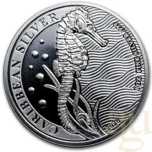 1 Unze Silbermünze Barbados Seepferdchen 2020 Preisreduziert