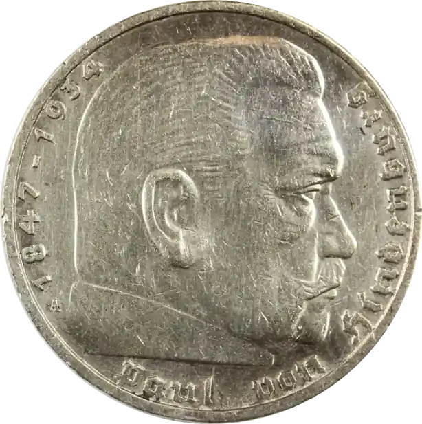 Preisreduziert 5 Reichsmark Silbermünze Hindenburg mit HK