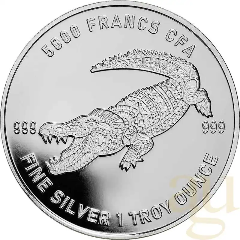 Versand Am Gleichen Tag 1 Unze Silbermünze Republic of Tschad Mandala Krokodil 2022