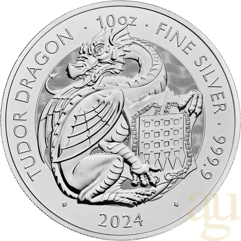 10 Unzen Silbermünze Tudor Beasts Tudor Dragon 2024 Ausverkauf
