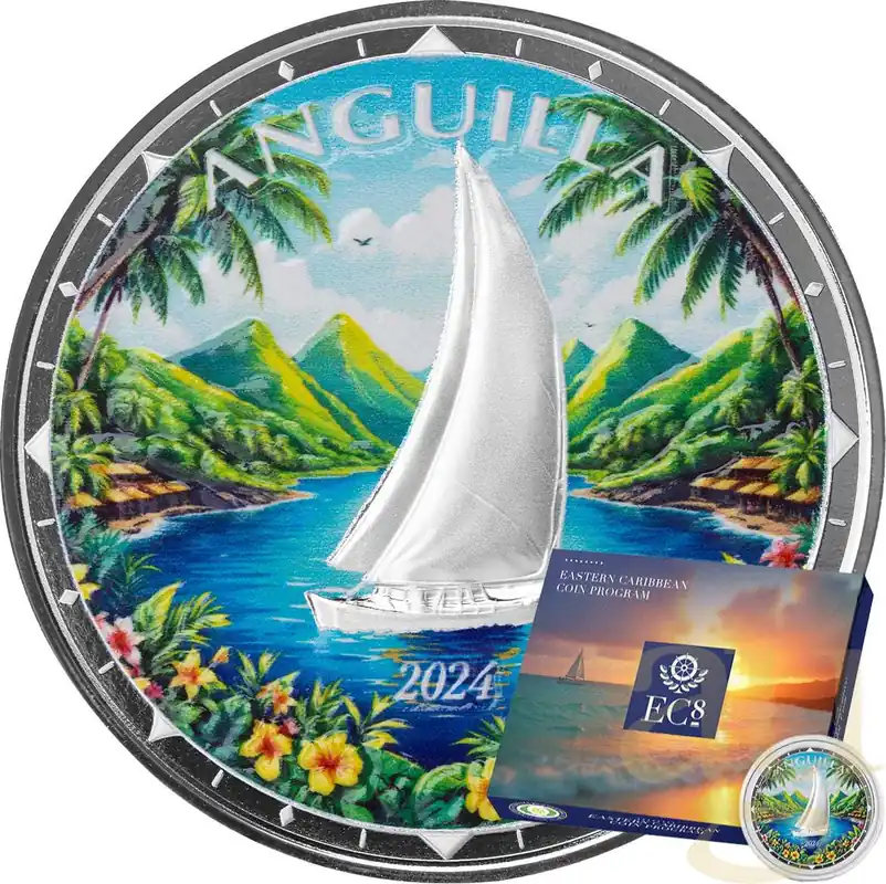 1 Unze Silbermünze EC8 Anguilla - Regatta 2024 - coloriert Preisreduziert