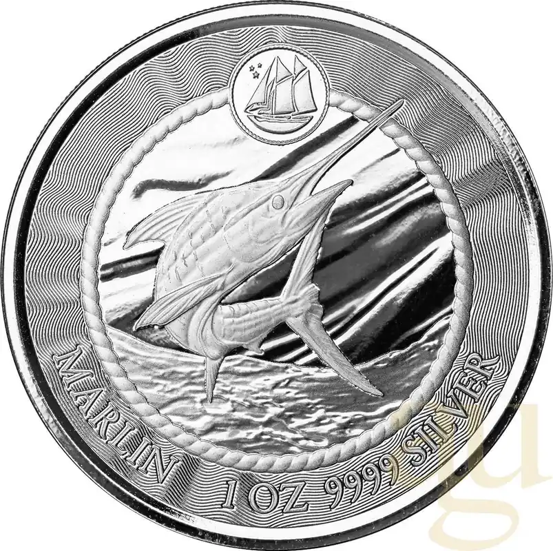 Schneller Versand 1 Unze Silbermünze Cayman Islands Marlin Speerfisch 2023