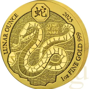 Zertifiziert 1 Unze Goldmünze Ruanda Lunar Schlange 2025