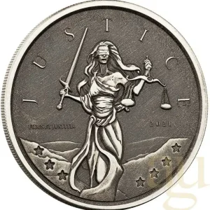 Rabatt 1 Unze Silbermünze Gibraltar Lady Justice 2021 - Antik Finish