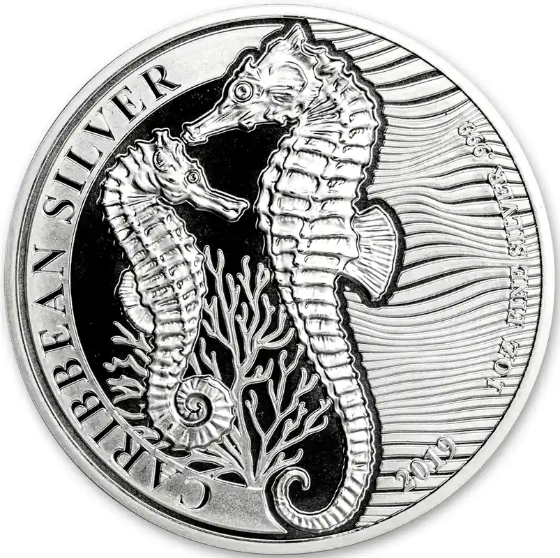 1 Unze Silbermünze Barbados Seepferdchen 2019 Sonderangebot