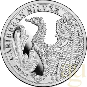 Expressversand 1 Unze Silbermünze Barbados Seepferdchen 2022