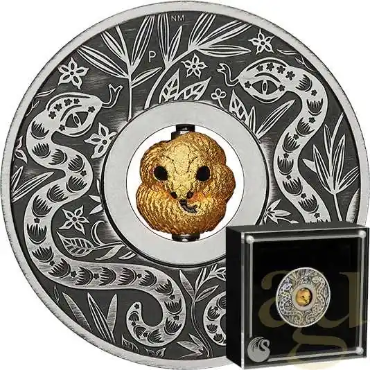 1 Unze Silbermünze Tuvalu Rotating Charm Schlange 2025 - Antik Finish Preisknaller