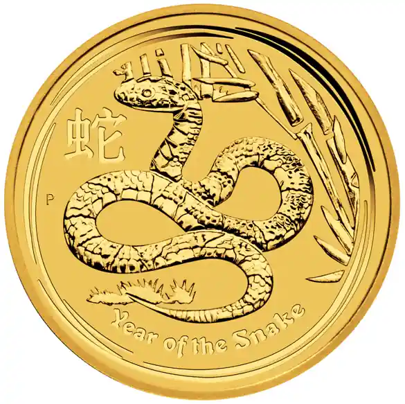 Handgefertigt 2 Unzen Goldmünze Australien Lunar II Schlange 2013